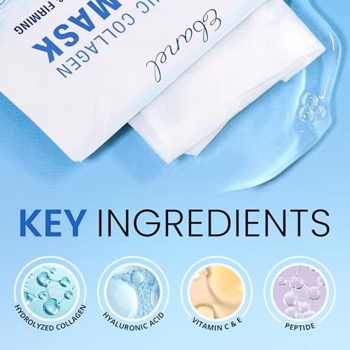 Ebanel 10-Pack Collagen Face Mask with Hyaluronic Acid, Vitamin - Product Imagery