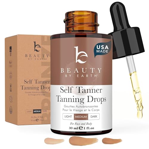 Beauty by Earth Self Tanning Drops - USA Made with Natural & Organic Ingredients – Artificial Color Free, Fragrance Free