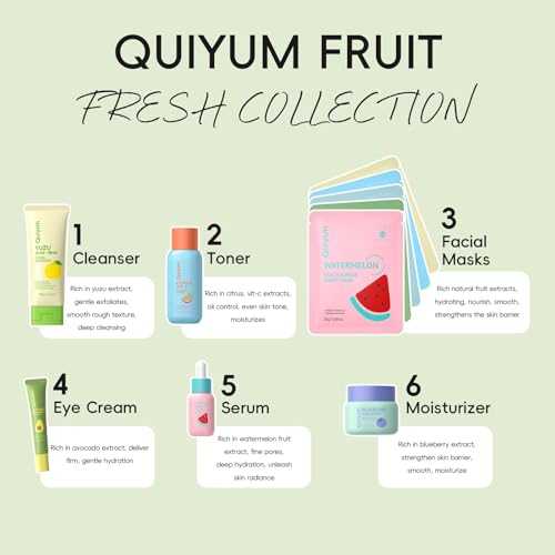 QUIYUM Fruit Skin Care Sets, Beauty Routine Skincare Gifts for - Product Imagery