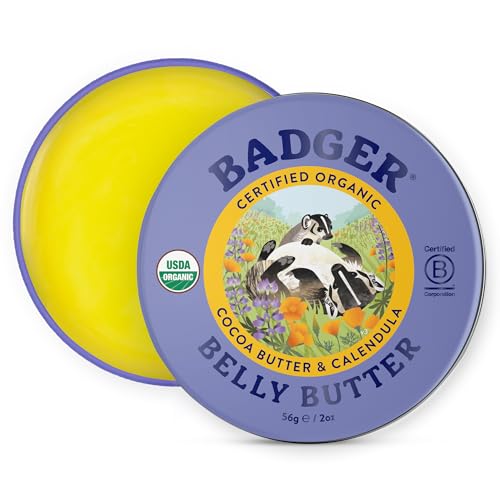 Badger Organic Belly Butter, Cocoa Butter & Coconut, 2 oz Tin - Product Imagery