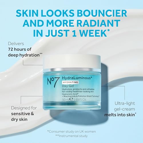 No7 HydraLuminous+ Hydrating Day Gel Moisturizer, 1.69 Fl Oz - Product Imagery