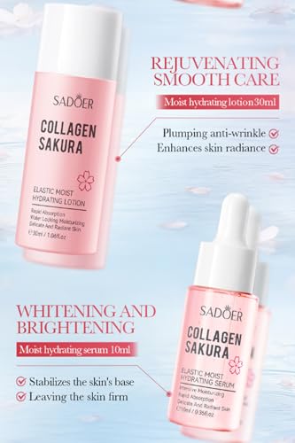 Travel Collagen Sakura Skincare Kit, 6pcs Skin Care Set include - Product Imagery