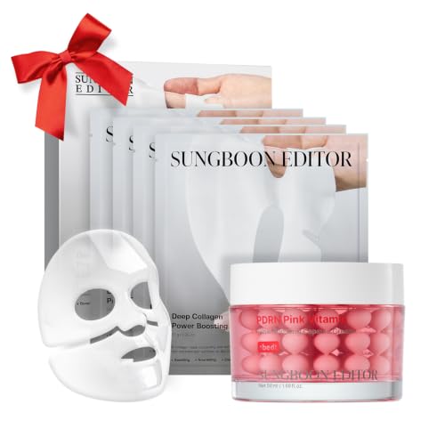 SUNGBOON EDITOR Pink Glow Duo Set, Boosting Mask 4 Count + PDRN - Product Imagery
