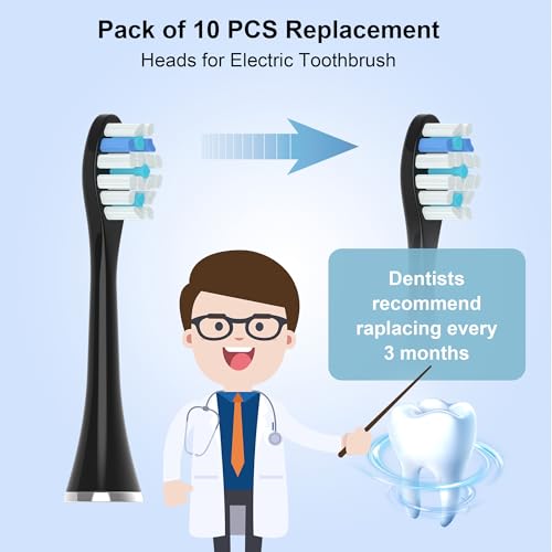 Replacement Toothbrush Heads 10 Pack Compatible with AquaSonic - Product Imagery