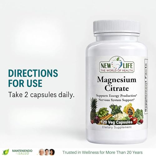 New Life Magnesium Citrate 400mg, Nervous Support, 120 Veg - Product Imagery