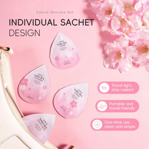Sakura Travel Skincare Sets, 60pcs Mini Travel Skin Care kit - Product Imagery