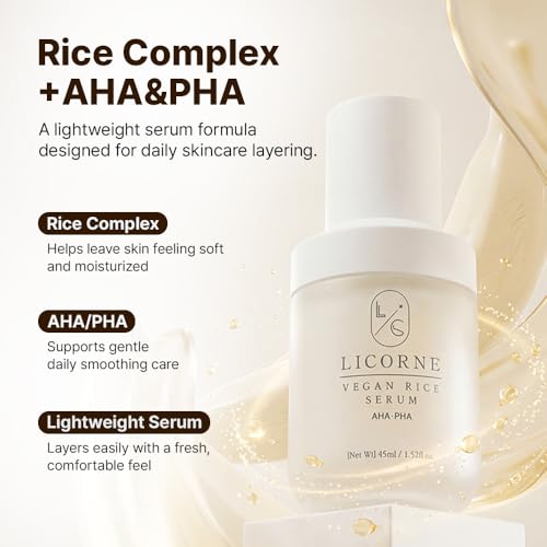 Licorne Vegan Rice Serum Korean Serum For Face With AHA PHA, - Product Imagery