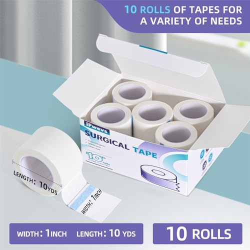 Paper Medical Tape, 10 Rolls 1" x 10 Yards, Latex Free Surgical - Product Imagery