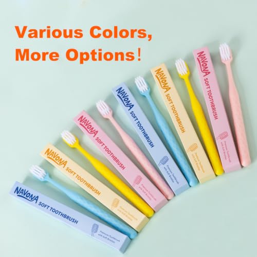 Navona 6 Pack Extra Soft Toothbrushes for Adults, Soft Bristle - Product Imagery