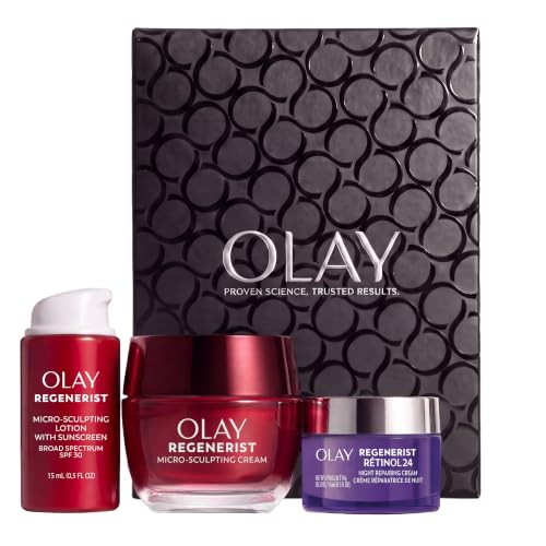 Olay Regenerist Restore 3 Steps Holiday Pack - Moisturizer 1.7 oz, SPF 30 Cream 0.5 oz, Retinol 24 Mini 0.5 oz - Anti-Ag