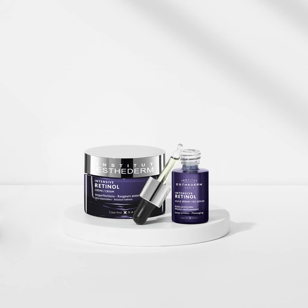 Institut Esthederm Intensive Retinol Cream for face and neck, moisturizing skin with retinol for a smooth, youthful appearance.