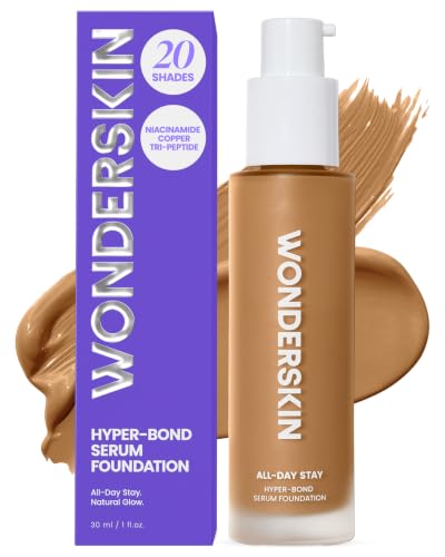 Wonderskin Foundation Serum - Niacinamide + Copper Tri-Peptide, Waterproof – 14 Afterglow (Medium Tan Warm), Paraben Fre
