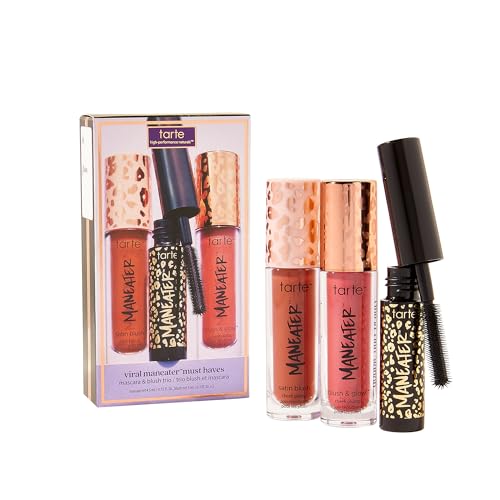 tarte viral maneater must haves mascara & blush trio – Extreme Curl, Volume & Length, Longwear, Cruelty-Free travel size