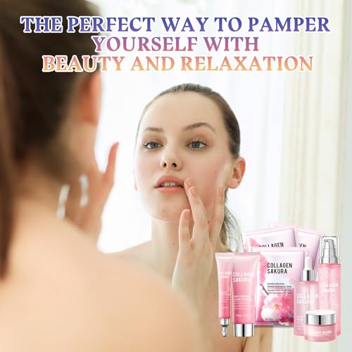 Sakura Skin Care Set,8 Pcs Hydrating Skincare Set Facial Kit for - Product Imagery