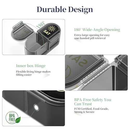 Betife AM PM Pill Organizer 7 Day, Weekly Pill Organizer Box 2 - Product Imagery