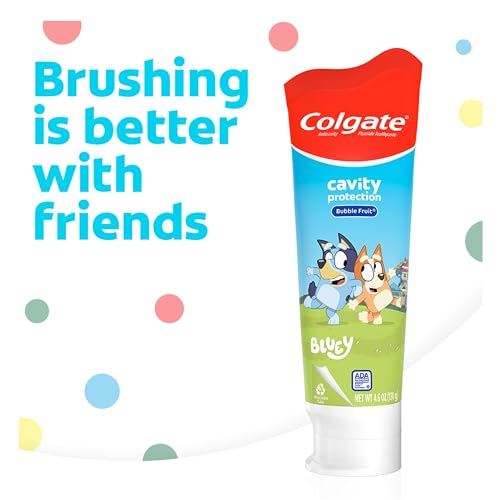 Colgate Kids Bluey Fluoride Toothpaste, Bubblegum, 4 Pack, 4.6 oz - Product Imagery