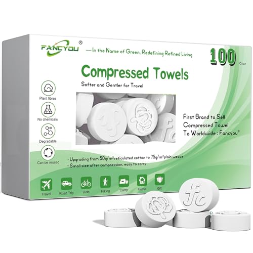 Compressed Towel Tablets 100 Count, Disposable Face Towels for - Product Imagery