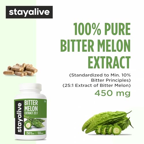 STAY ALIVE Extra Strength Bitter Melon Capsules, 10% Bitter - Product Imagery