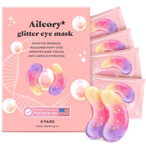 AILEORY Under Eye Patches (8 Pairs) - Tri-color Glitter Eye Gel - Product Imagery