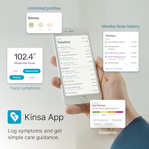 Kinsa QuickCare Smart Digital Thermometer, FDA Cleared - Product Imagery