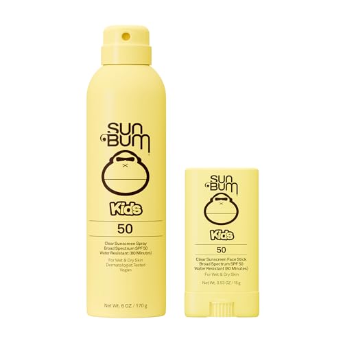 Sun Bum Kids SPF 50 Clear Face Stick & Body Spray Bundle - Broad Spectrum, Wet or Dry Application, Water-Resistant Sunsc