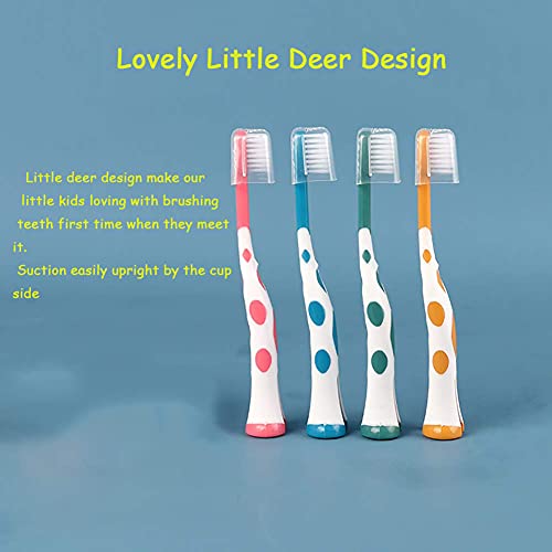 newrichbee 8 Packs Kids Toothbrush,Extra Soft Lovely Deer - Product Imagery