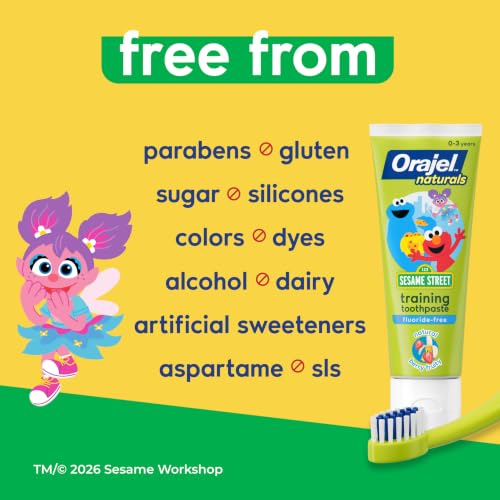 Orajel Naturals Sesame Street Kids Fluoride-Free Toothpaste, - Product Imagery