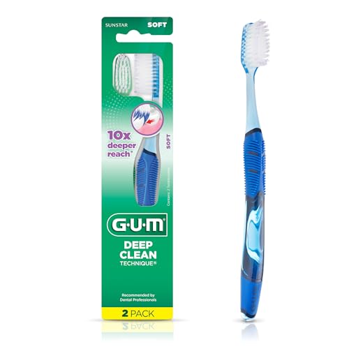 GUM Deep Clean Technique Soft Toothbrush, Full Head, 2 Count - Product Imagery