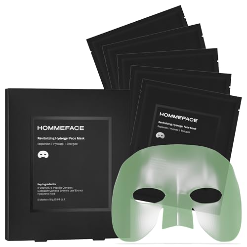 HommeFace Men’s Revitalizing Hydrogel Face Sheet Mask Set, 5ct. - Product Imagery