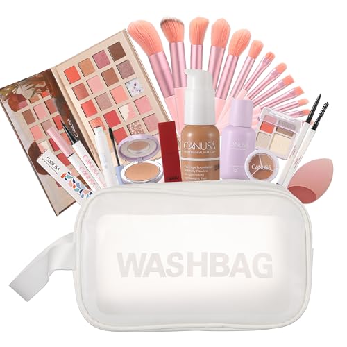 26Pc Full Face Makeup Set Gift Surprise for Women Cosmetic Essential Starter Bundle Include 24 Colors Eyeshadow Palette,