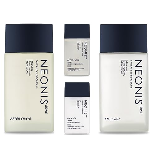 WELCOS Kwailnara NEONIS Aftershave 5.07 Fl oz & Emulsion 5.07 Fl oz with Convenient 1 Fl oz Travel Sizes Each | Gift Set