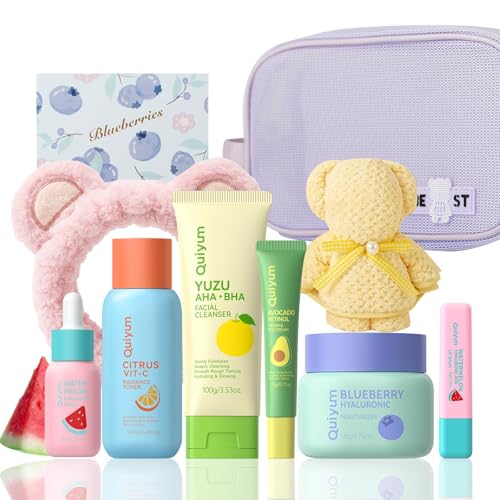 QUIYUM Fruit Skin Care Sets for Teen Girls, 6 Daily Routine - Product Imagery