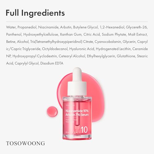 TOSOWOONG Niacinamide 10% + Arbutin 7% Serum for Dark Spots & - Product Imagery