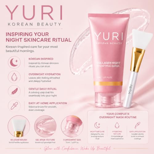 YURI Collagen Night Wrapping Mask, Overnight Peel-Off Face Mask, - Product Imagery