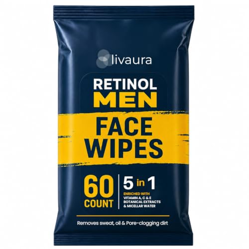 LIVAURA Retinol Face Wipes for Men - Facial Cleansing Wipes for - Product Imagery