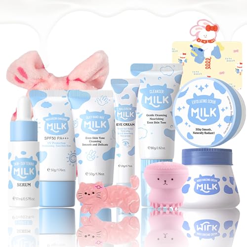 Rosardene 11 In 1 Milk Skincare Set for Women & Teens, Travel Skincare Set, Skincare Kits Milk Girls Gifts, Skin Care fo