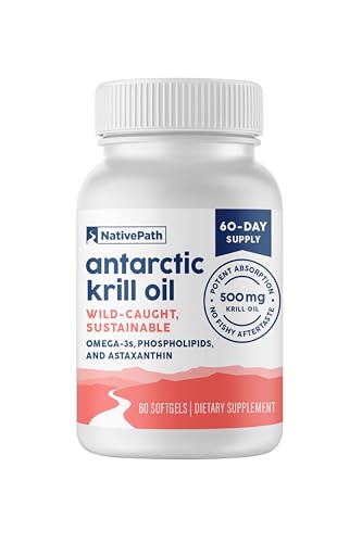 NativePath Antarctic Krill Oil 500mg, Omega-3, 60 Softgels - Product Imagery