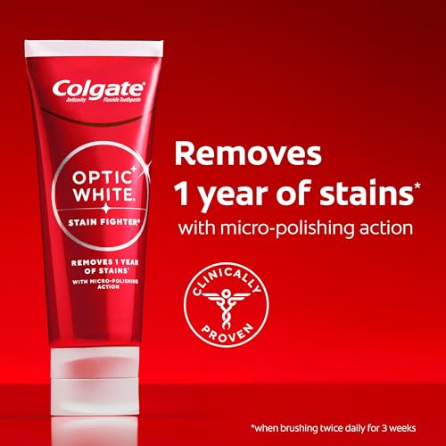 Colgate Optic White Stain Fighter Whitening Toothpaste, Mint, 4 - Product Imagery