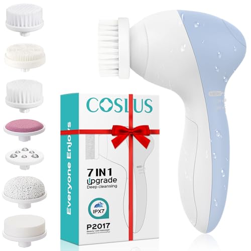 COSLUS Facial Cleansing Brush Face Scrubber, 7-in-1 Rotating - Product Imagery