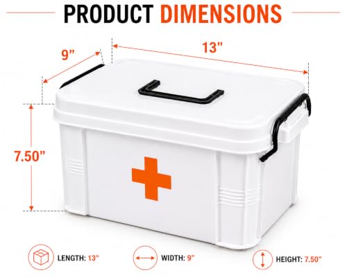 White Large Empty Medical Box for Home Emergency Supplies, - Product Imagery