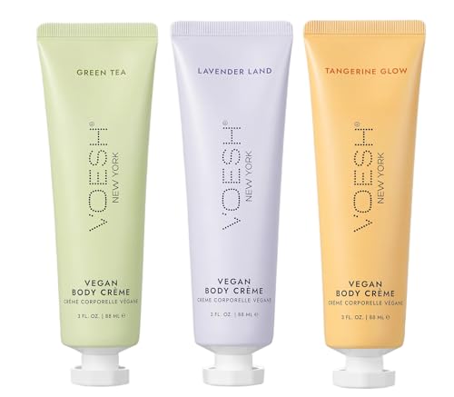 VOESH Vegan Body Creme Trio - Moisturizing Skincare Gift Set, Avocado Oil, Organic Virgin Olive Oil & Natural Extracts, 
