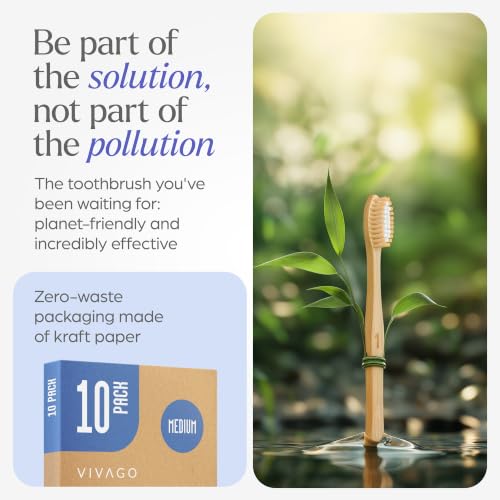 VIVAGO Bamboo Toothbrushes - Medium Bristles Toothbrushes for - Product Imagery