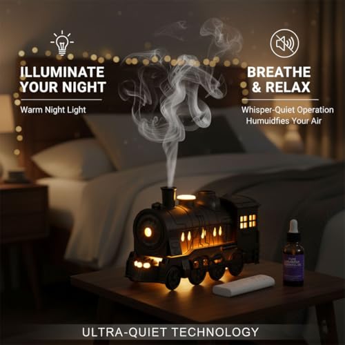 Vintage Steam Train Essential Oil Diffuser 300ml Aroma - Product Imagery