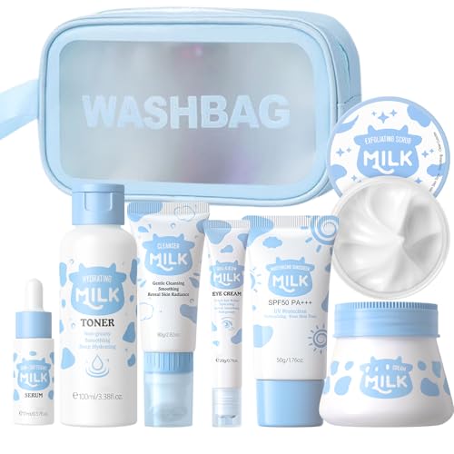Milk Skincare Set Girls Gifts - 8Pcs Milk Skin Care Sets & Kits - Product Imagery