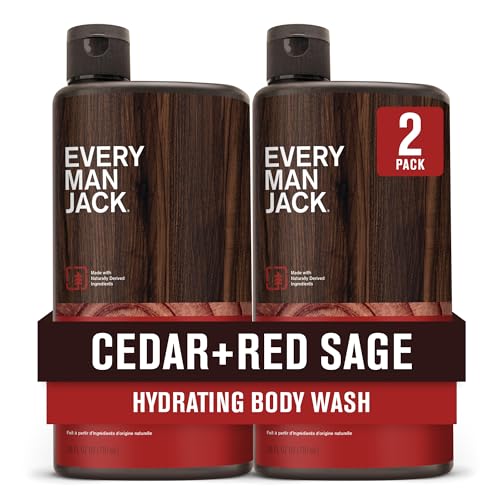 Every Man Jack Hydrating Body Wash for Men, Cedar Red Sage, 2pk – Cedar + Red Sage