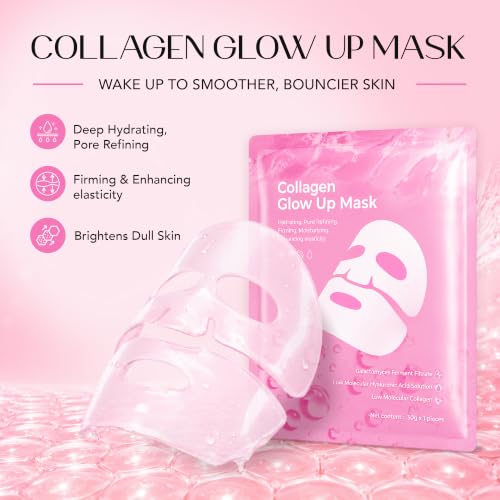 Bio Collagen Face Mask Overnight: Collagen Glow up Mask for Deep - Product Imagery