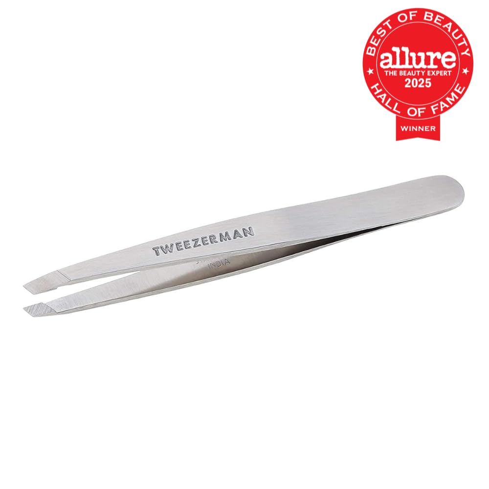 Tweezerman Stainless Steel Slant Tweezer for Eyebrows Silver