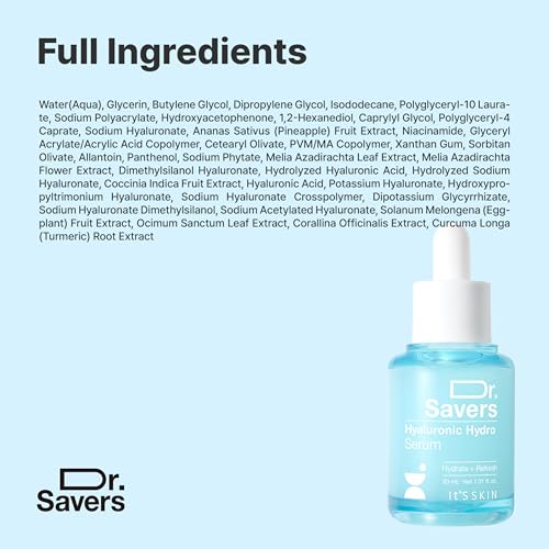 Dr. Savers Hyaluronic Acid Face Serum, Korean Skincare, 1.01 Fl - Product Imagery