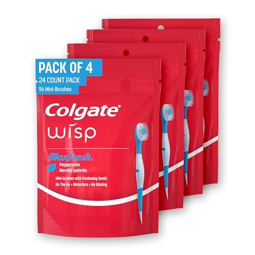 Colgate Wisp Disposable Toothbrushes for Travel, Pack of 4, 96 - Product Imagery