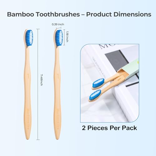 Bamboo Toothbrushes, Plant-Based Soft Bristles 10 Pack - Product Imagery